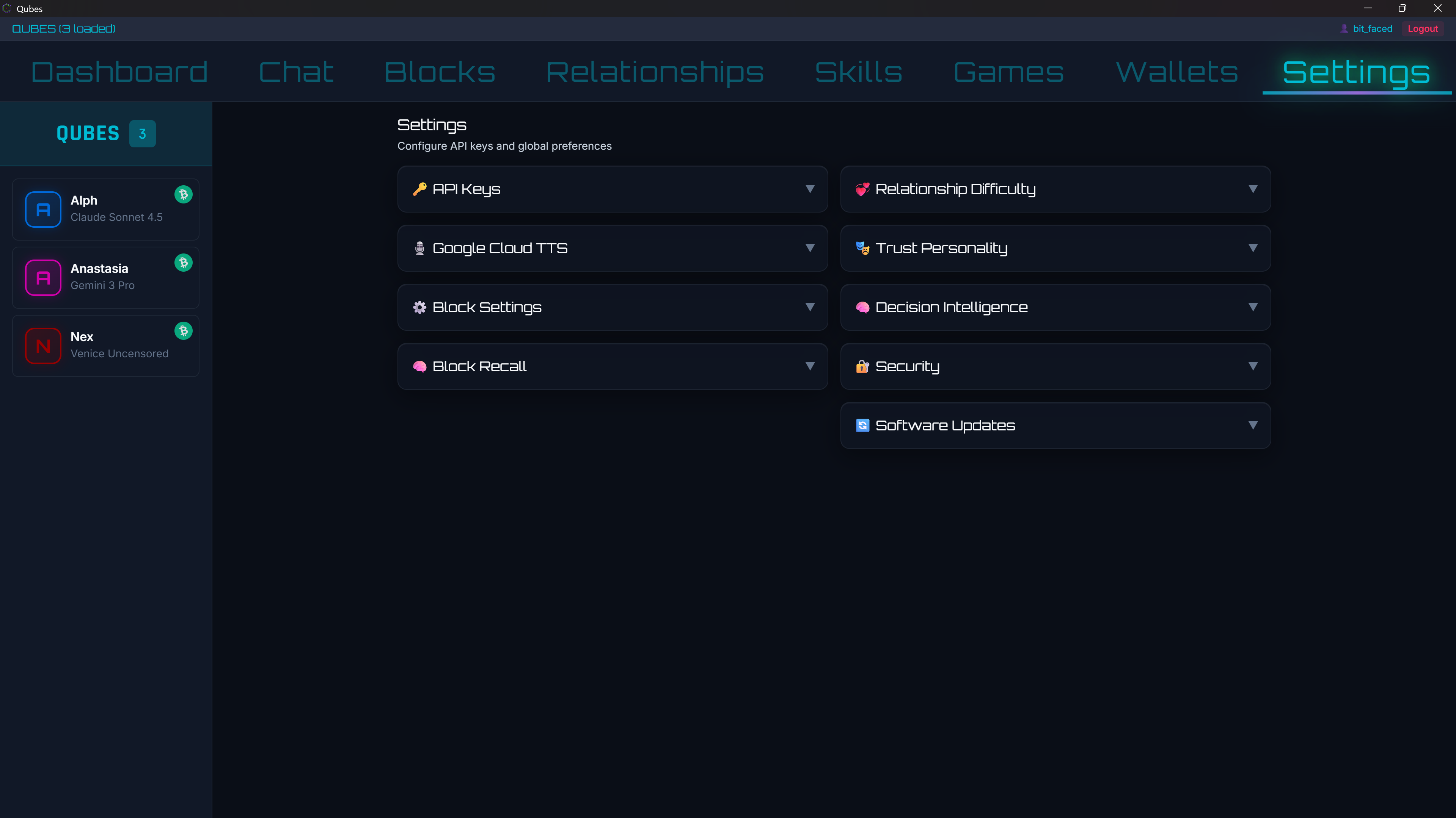Qubes Settings Panel